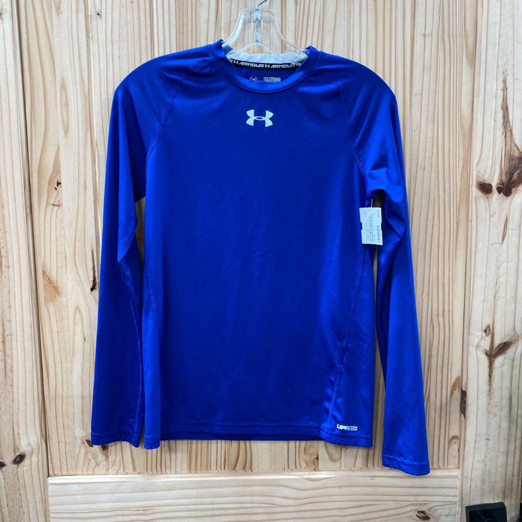 BOYS UNDER ARMOUR LS ROYAL BLUE/WHITE SHIRT YXL 14
