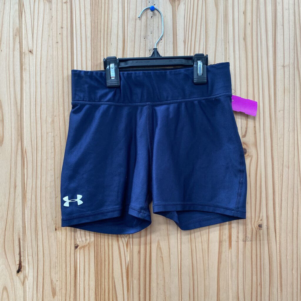 GIRLS UNDER ARMOUR NAVY BLUE BIKER SHORTS YLG 12