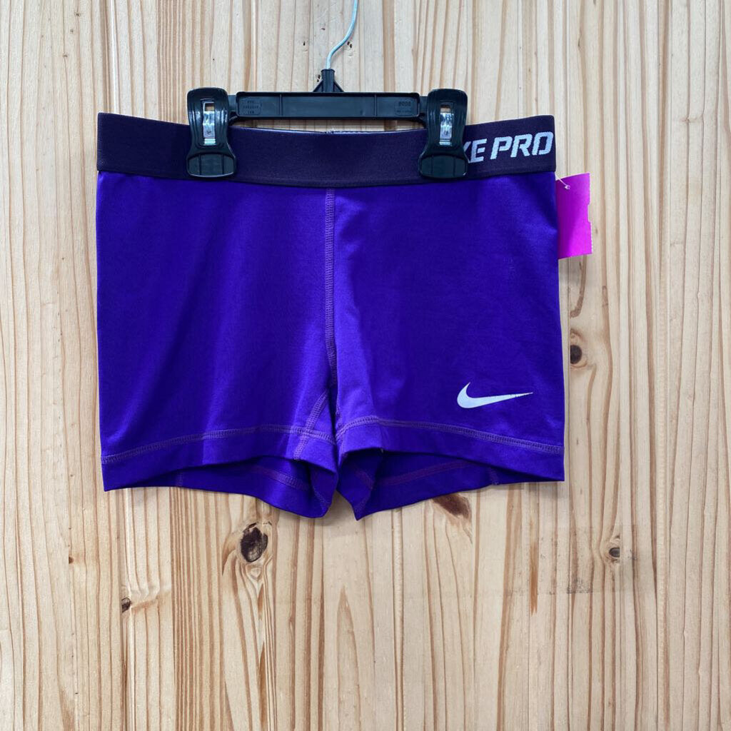 WOMENS NIKE PRO PURPLE SHORTS S