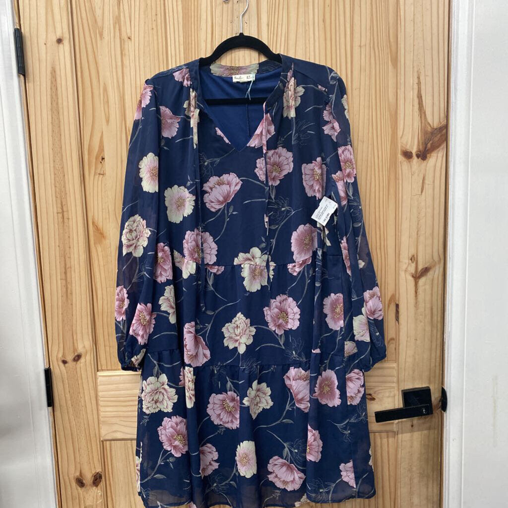WOMENS INDIGO ROSE DK TEAL FLORAL DRESS 2X