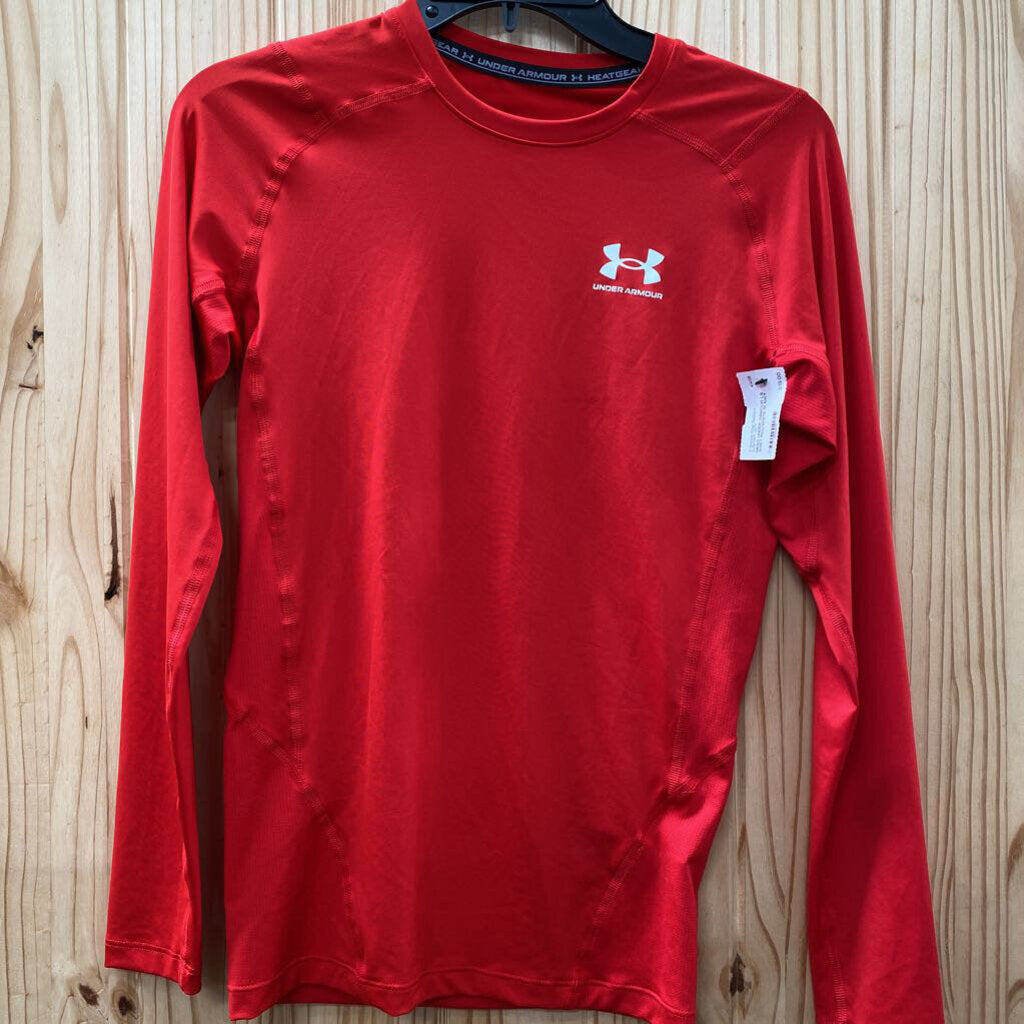 MENS UNDER ARMOUR LS SHIRT RED/WHITE M NWT