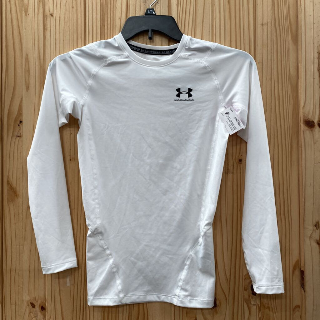 MENS UNDER ARMOUR LS SHIRT WHITE/BLK S NWT