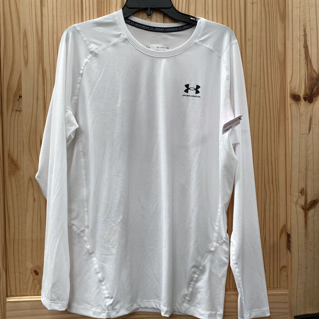 MENS UNDER ARMOUR LS SHIRT WHITE/BLK 2XL NWT