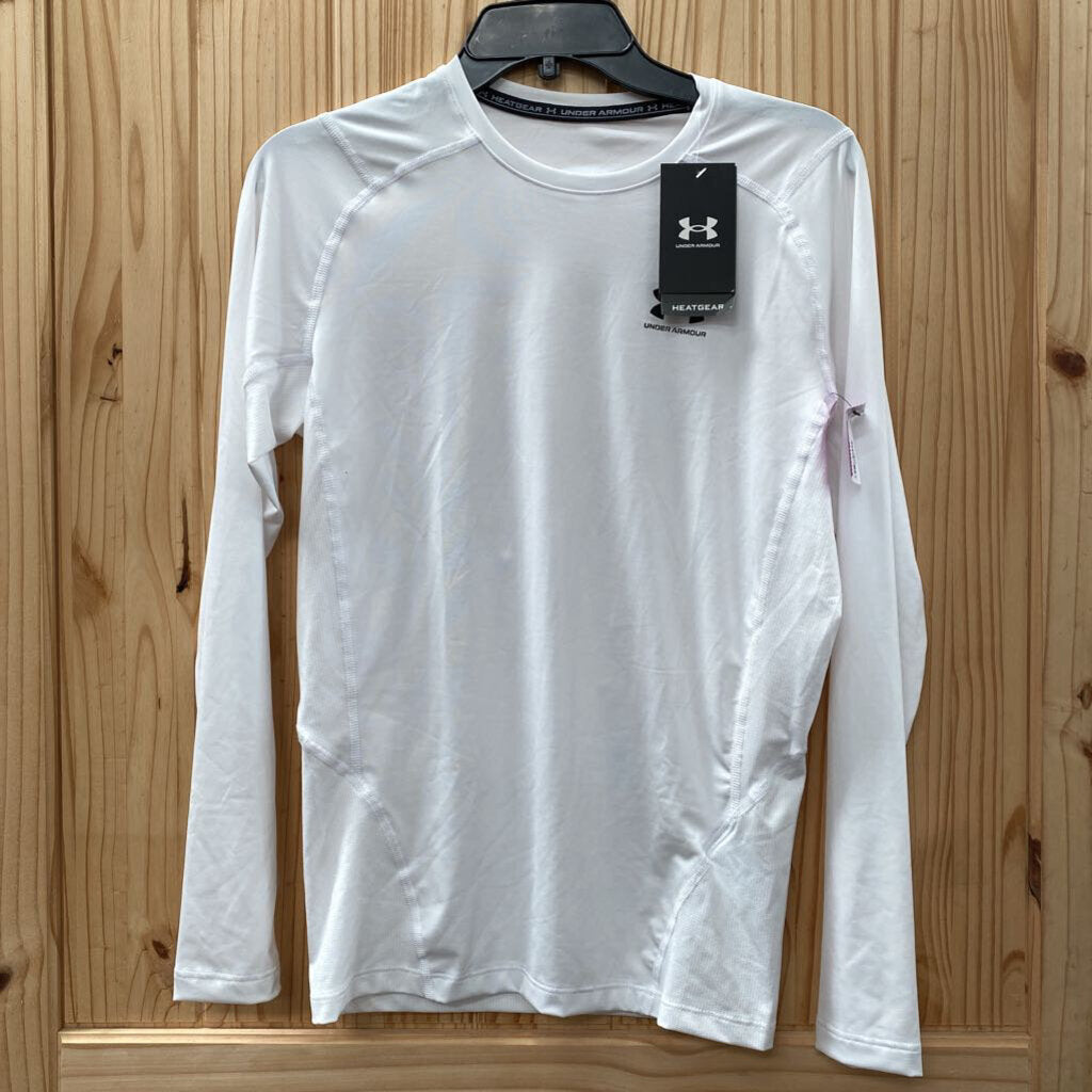 MENS UNDER ARMOUR LS SHIRT WHITE/BLK L NWT