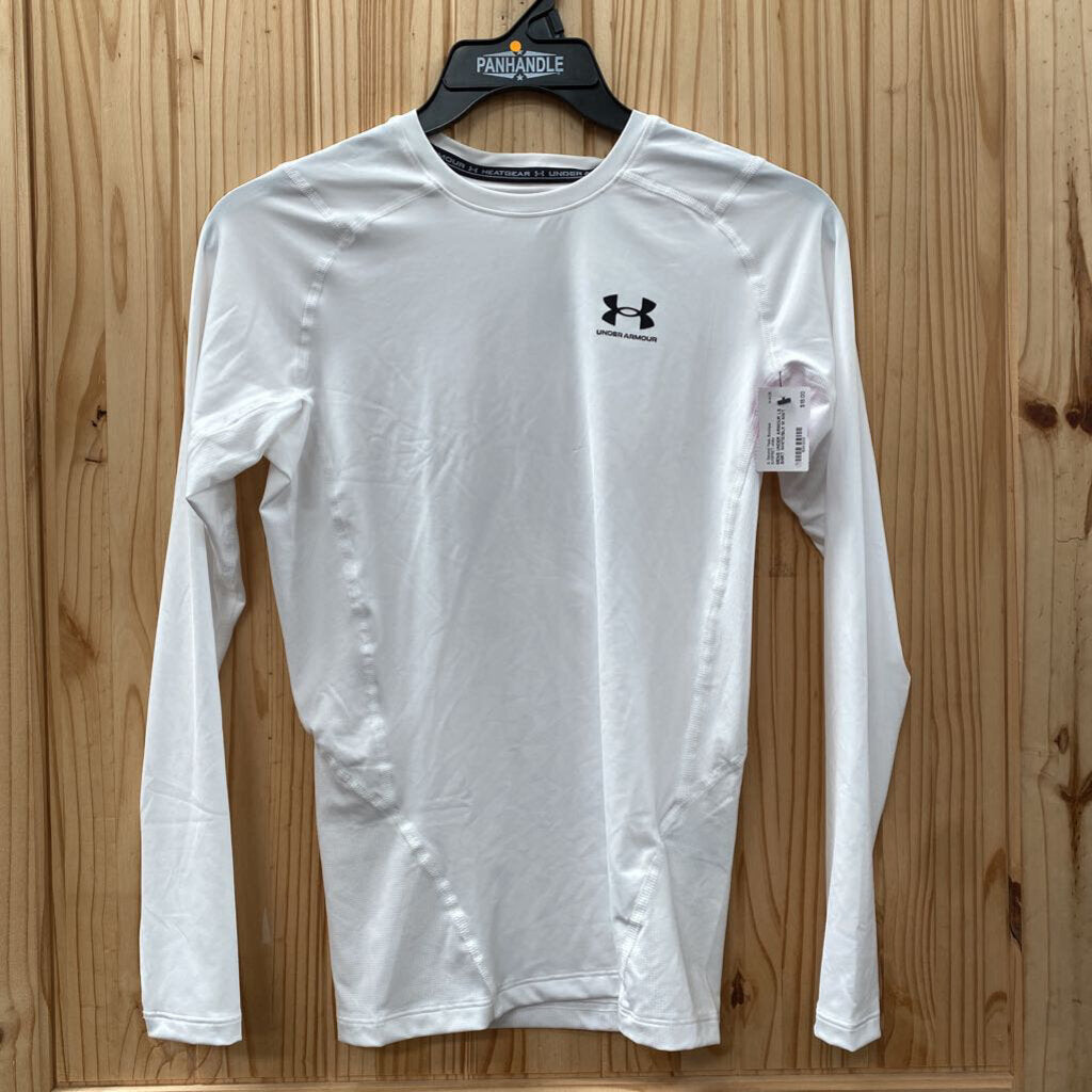 MENS UNDER ARMOUR LS SHIRT WHITE/BLK M NWT
