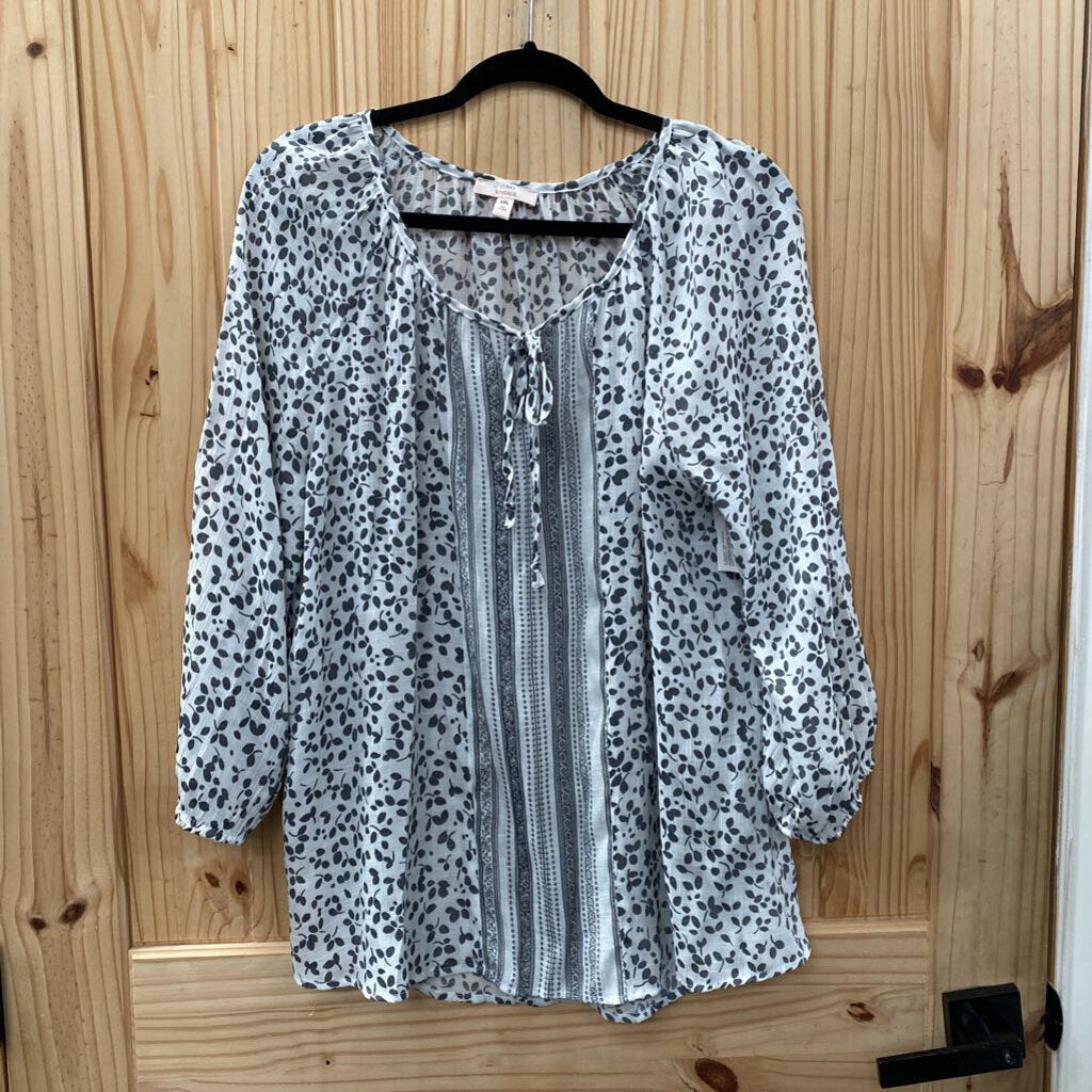 WOMENS COMO VINTAGE CASUAL TOP DK GREY/WHITE XXL