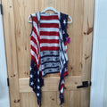 WOMENS SAY WHAT? RED/WHITE/BLUE HOODED CARDIGAN