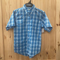 BOYS WRANGLER RIATA BLUE PLAID BUTTON UP SHIRT L 12