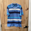 MENS IZOD POLO SHIRT BLUE/WHITE STRIPE M