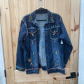 WOMENS DK DENIM JEAN JACKET W/INDIAN HEADRESS XXL