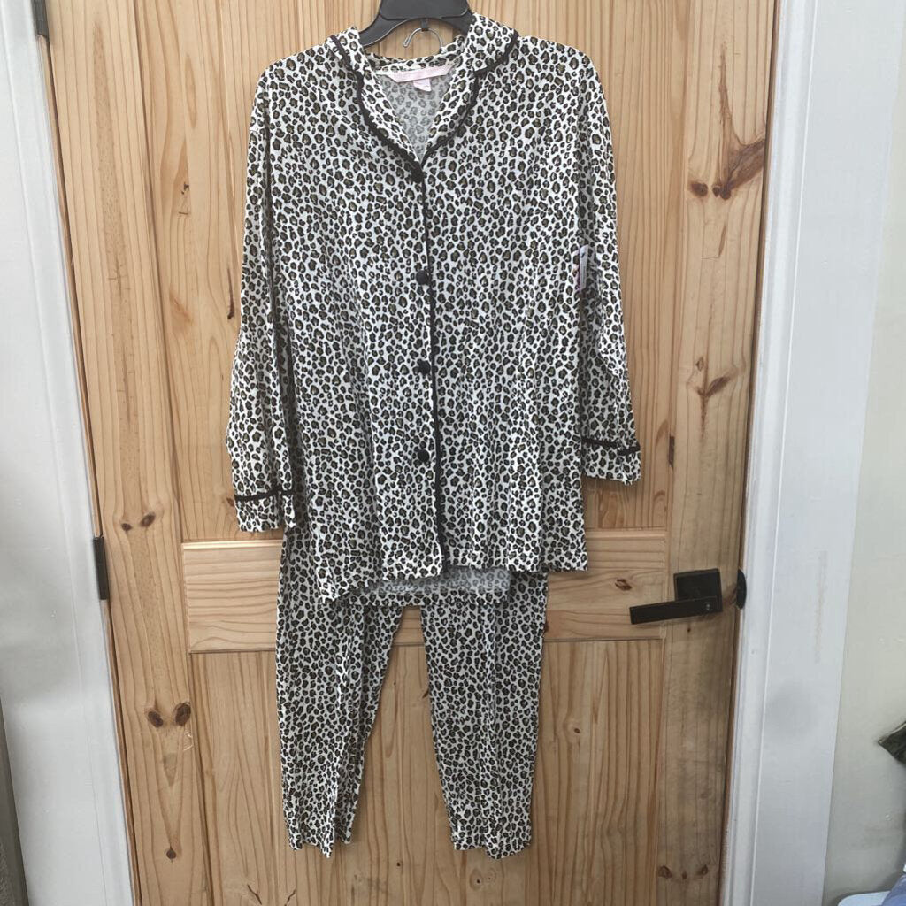 WOMENS VICTORIA'S SECRET 2PC PAJAMA SET LEOPARD M