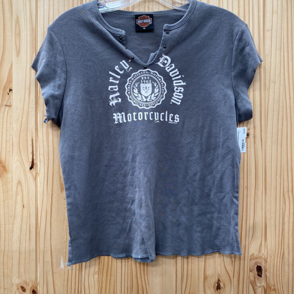 WOMENS HARLEY DAVIDSON GREY/WHITE SHIRT XL