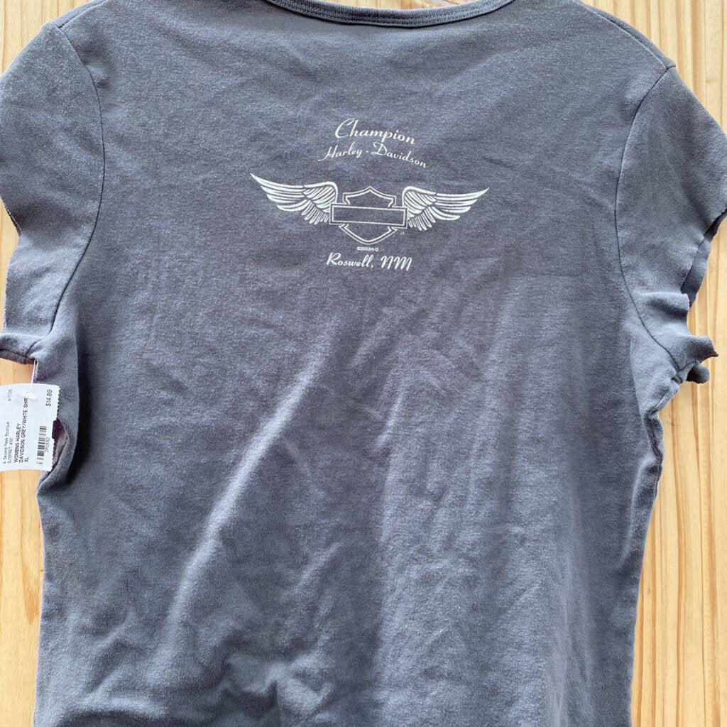 WOMENS HARLEY DAVIDSON GREY/WHITE SHIRT XL
