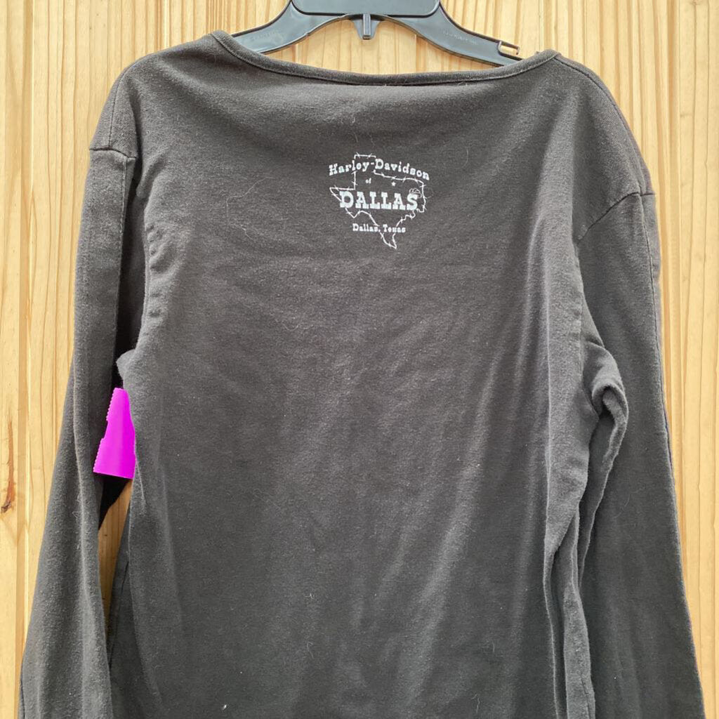 WOMENS HARLEY DAVIDSON LS BLK/RED SHIRT L