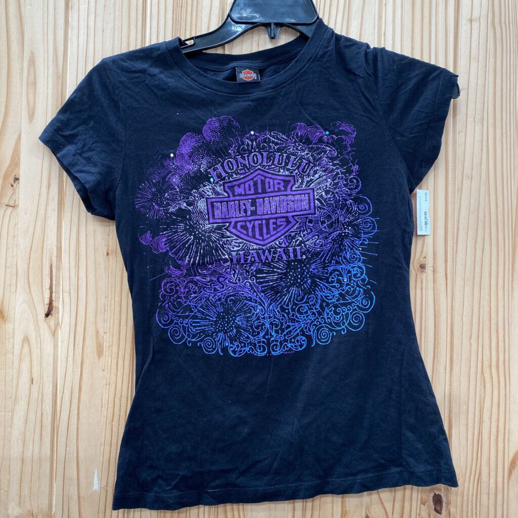 WOMENS HARLEY DAVIDSON BLK/PURPLE/BLUE SHIRT S
