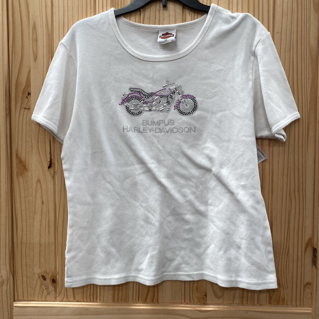 WOMENS HARLEY DAVIDSON WHITE SHIRT W/BIKE 2X