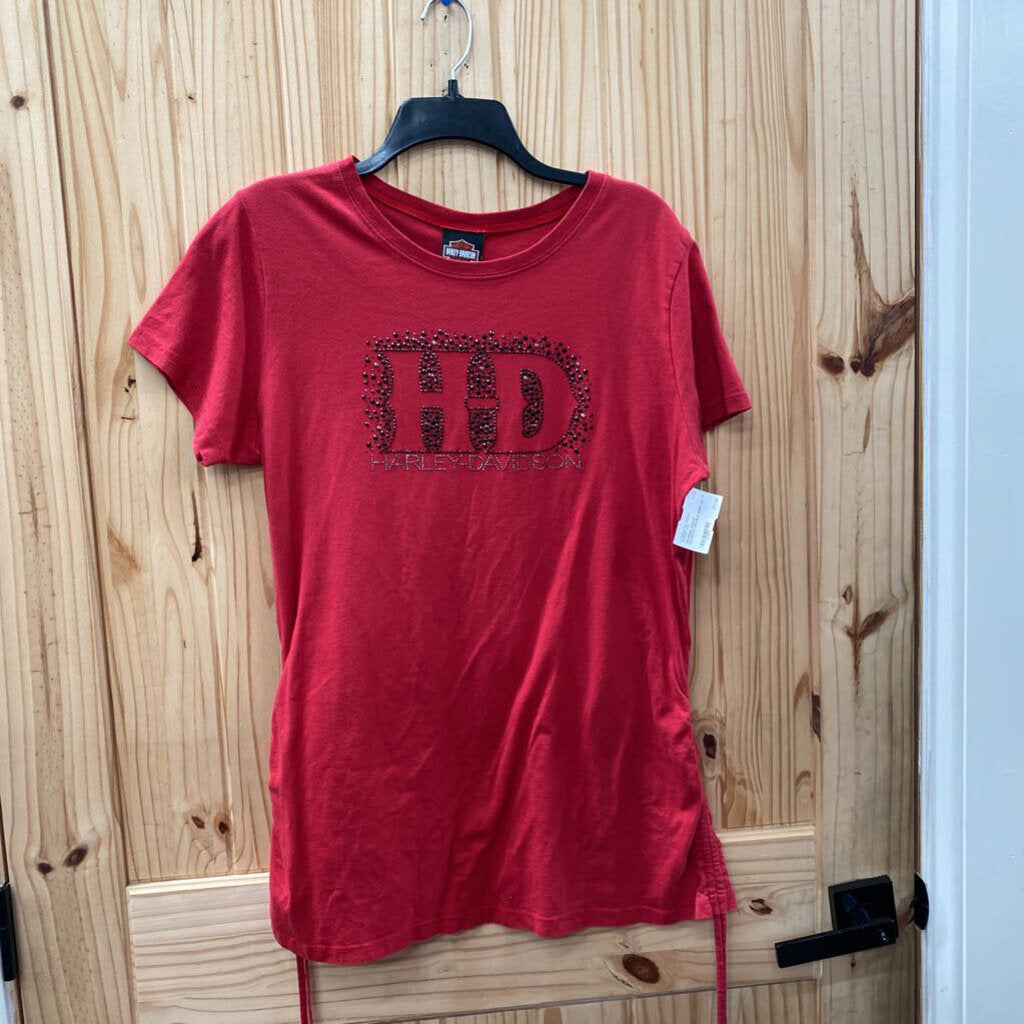 WOMENS HARLEY DAVIDSON RED/BLK SHIRT 2X