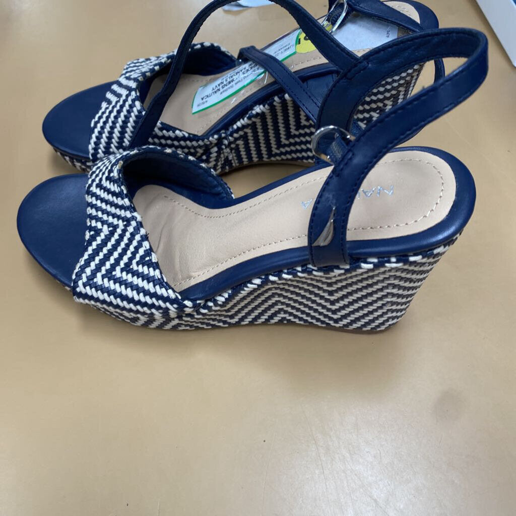 WOMENS NAUTICA WEDGE SANDALS NAVY BLUE/WHITE 9