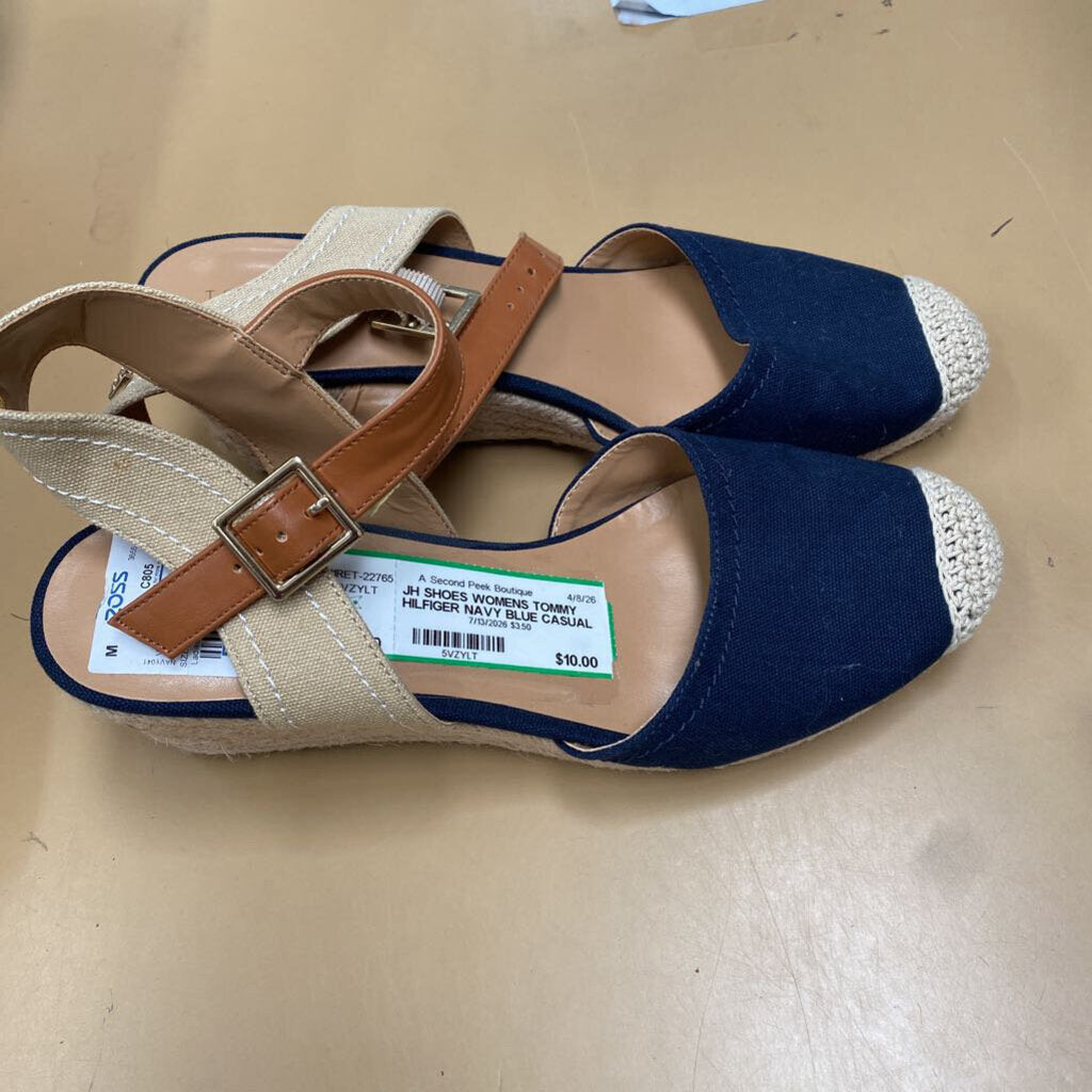 WOMENS TOMMY HILFIGER NAVY BLUE CASUAL WEDGES 9