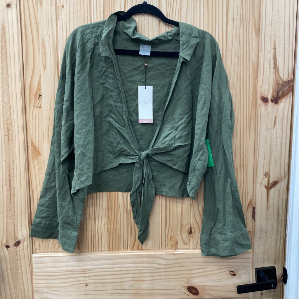 WOMENS CALIA DK OLIVE GREEN SWIM COVER UP XL NWT