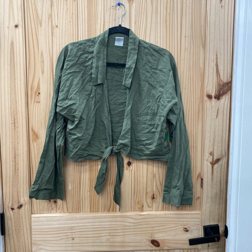 WOMENS CALIS DK OLIVE GREEN COVER UP LS SHIRT L