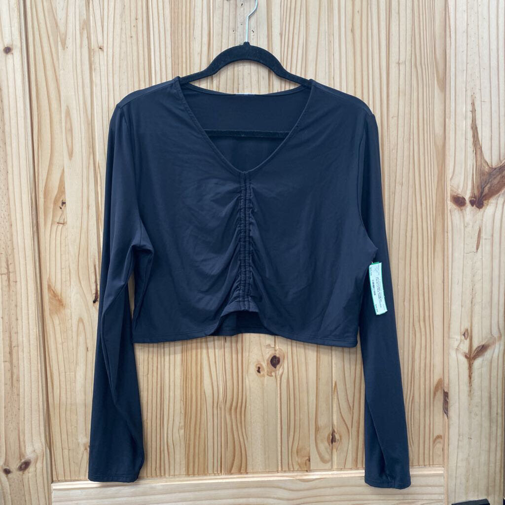 WOMENS CALIA LS BLK SWIM COVER UP SHIRT XXL NWT