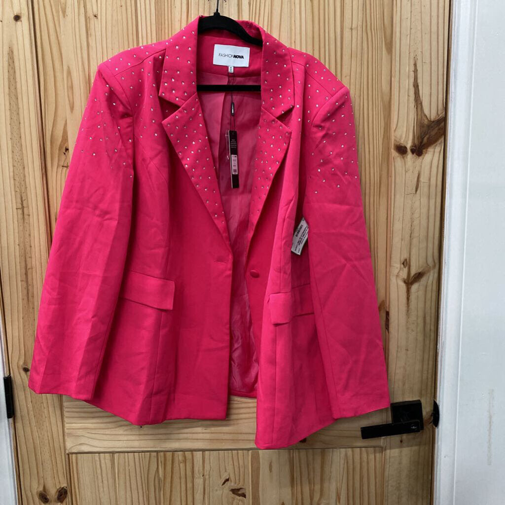 WOMENS FASHIONOVA DK PINK CASUAL BLAZER W/SEQUINS 2X NWT