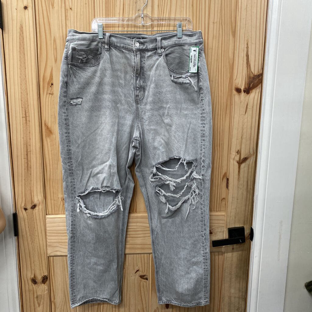 WOMENS AMERICAN EAGLE GREY WASHED DENIM DIST. JEANS 18 SHORT