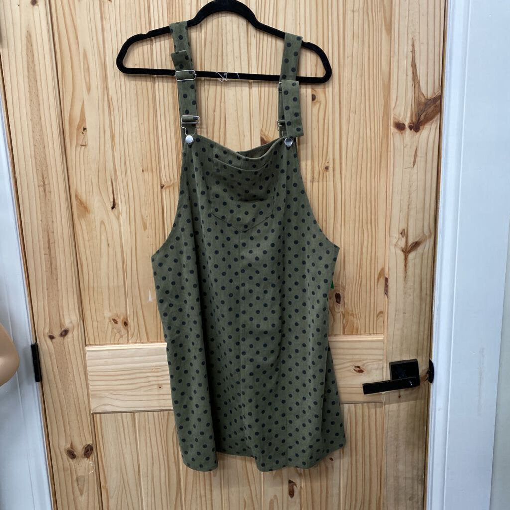 WOMENS SHEIN SL CORDUORY DRESS OIVE GREEN W/BLK DOTS 2XL
