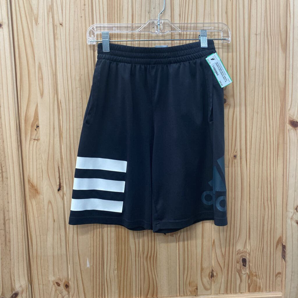 BOYS ADIDAS SHORTS BLK/WHITE/GREY M 10/12