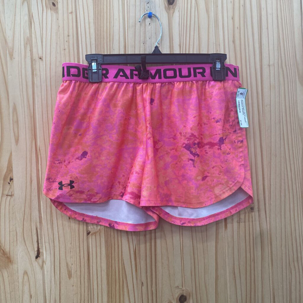 GIRLS UNDER ARMOUR SHORTS PINK/PURPLE/ORANGE YXL 14