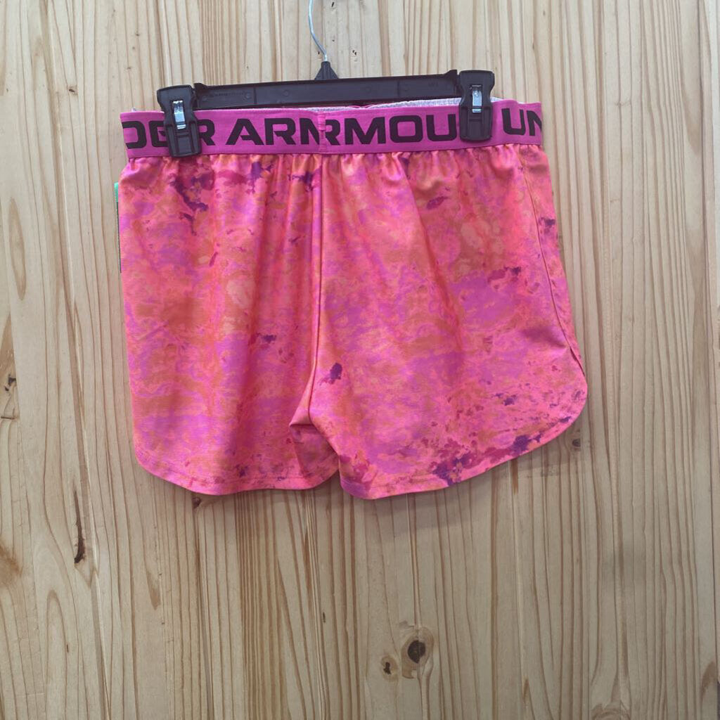 GIRLS UNDER ARMOUR SHORTS PINK/PURPLE/ORANGE YXL 14