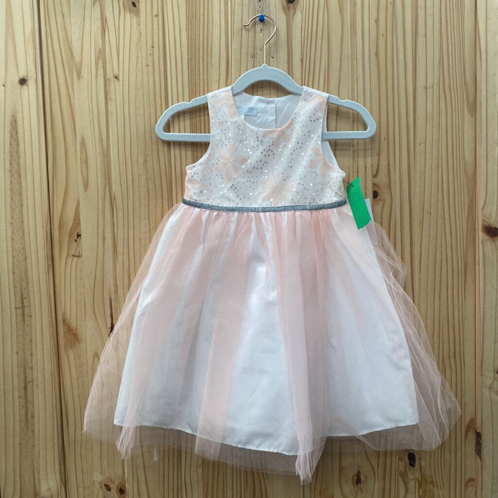 GIRLS SPECIAL OCCASSION SL DRESS LT PINK W/SEQUINS 2T NWT