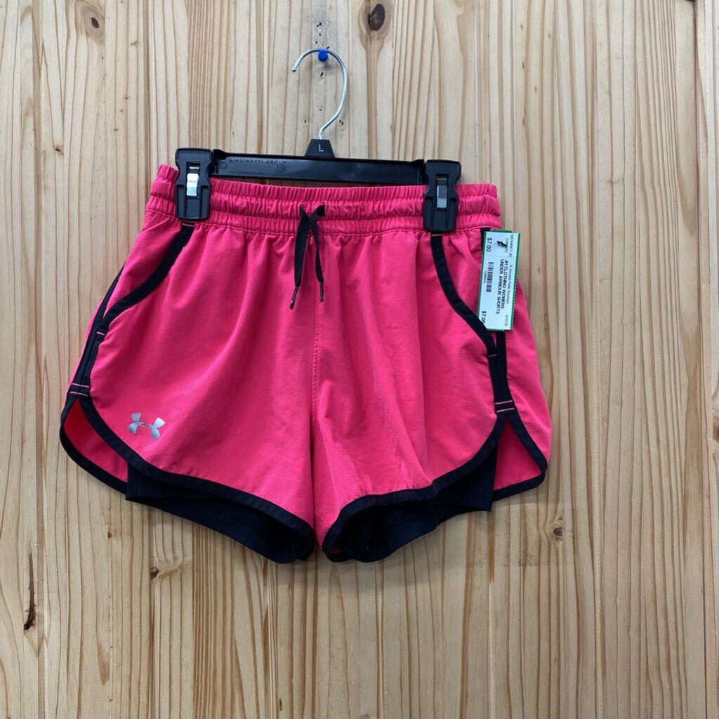 WOMENS UNDER ARMOUR SHORTS PINK/BLK XS
