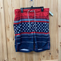 MENS GOODFELLOW SWIM TRUNKS RED/WHITE/BLUE W/STARS L