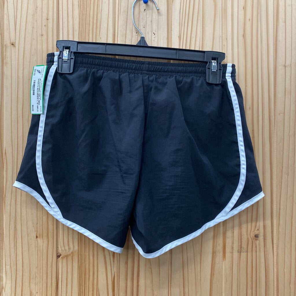 GIRLS NIKE SHORTS BLK/WHITE L 12