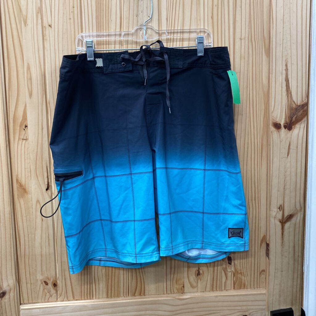 MENS SWIM TRUNKS BLUE/BLK OMBRE 36
