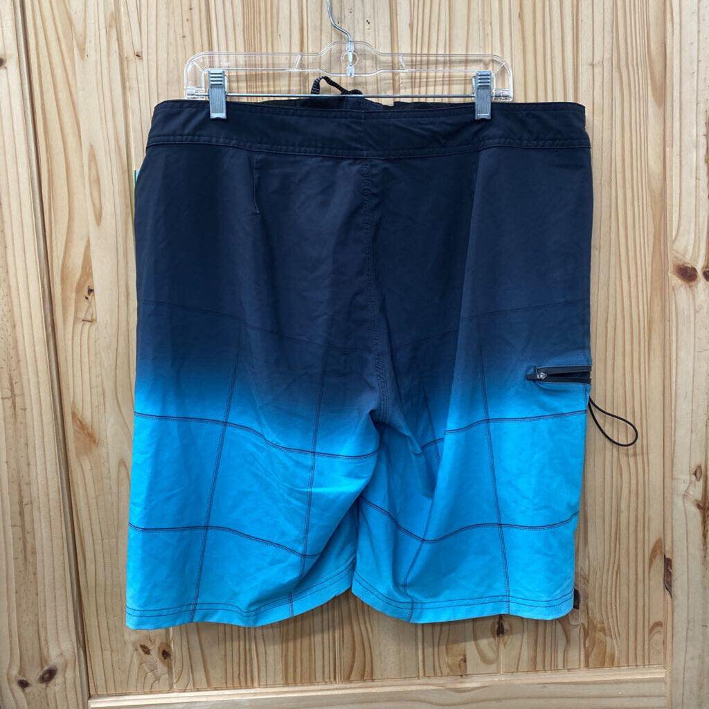 MENS SWIM TRUNKS BLUE/BLK OMBRE 36