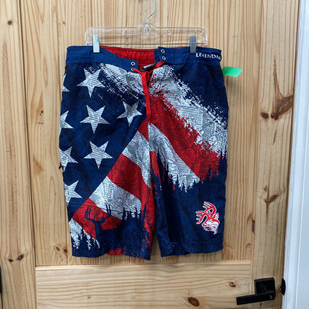 MENS LEGENDARY RED/WHITE/BLUE SWIM TRUNKS LT