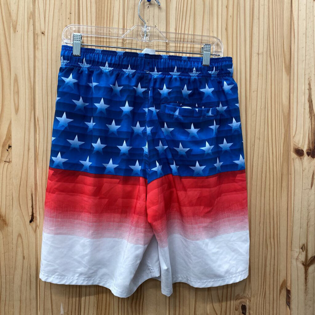 MENS UNDER ARMOUR SWIM TRUNKS RED/WHITE/BLUE L