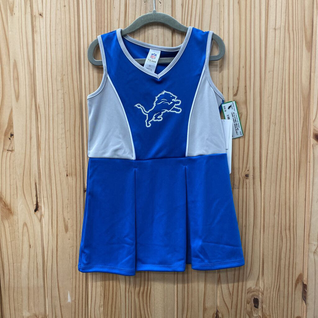 GIRLS NFL LIONS CHEER DRESS BLUE/LT GREY 4T NWT