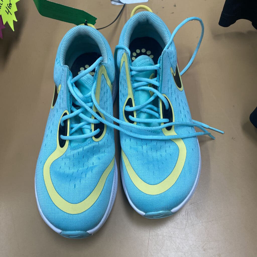 GIRLS NIKE SHOES LT BLUE/BLK/LIME GREEN 4.5Y