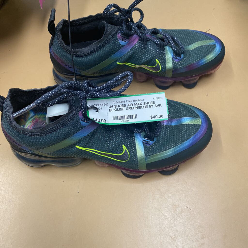 AIR MAX SHOES BLK/LIME GREEN/BLUE 5Y