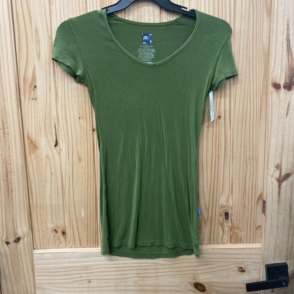 WOMENS KICKEE PANTS OLIVE GREEN SHIRT S