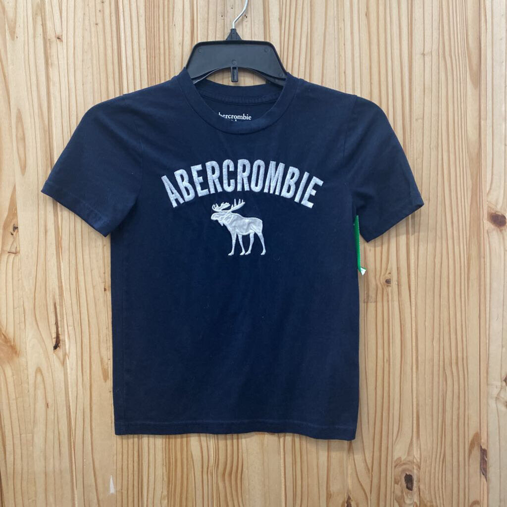 BOYS ABERCROMBIE NAVY BLUE/WHITE SHIRT 7/8