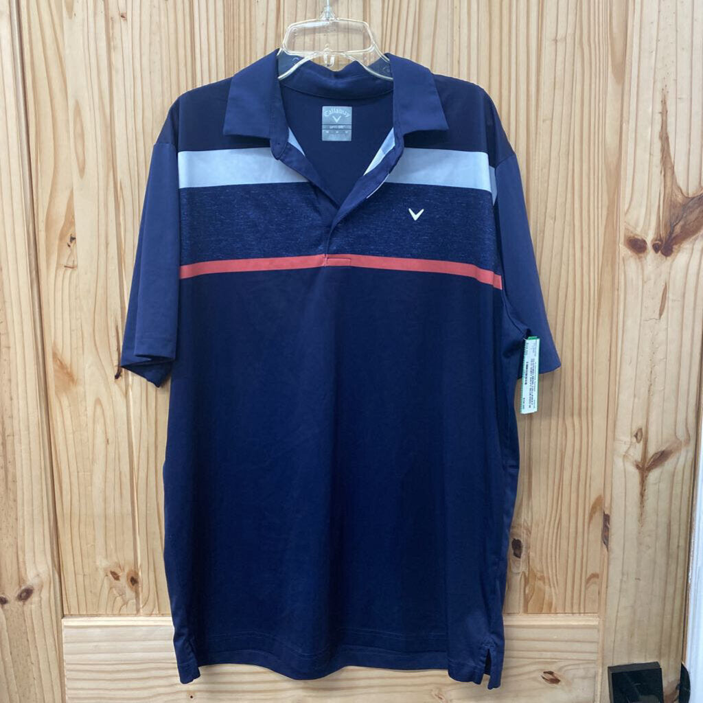 MENS CALLAWAY OLO SHIRT NAVY BLUE/RED M