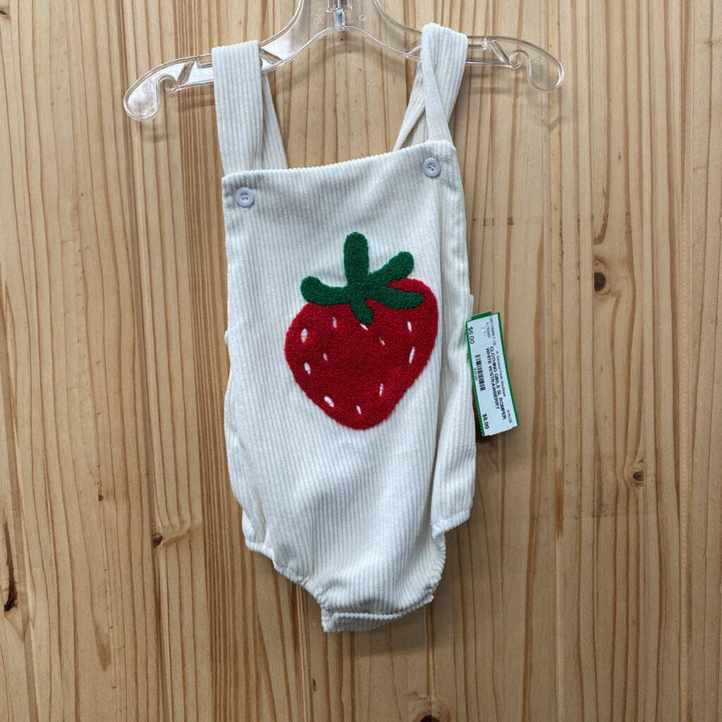 GIRLS SL ROMPER WHITE W/STRAWBERRY 3/6M