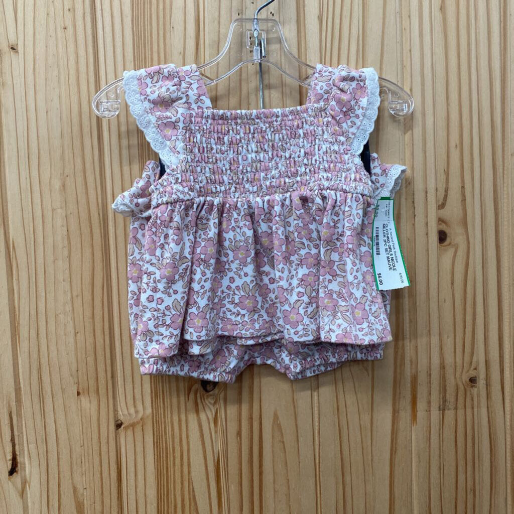 GIRLS NICOLE MILLER 2PC SET MAUVE FLORAL 3/6M