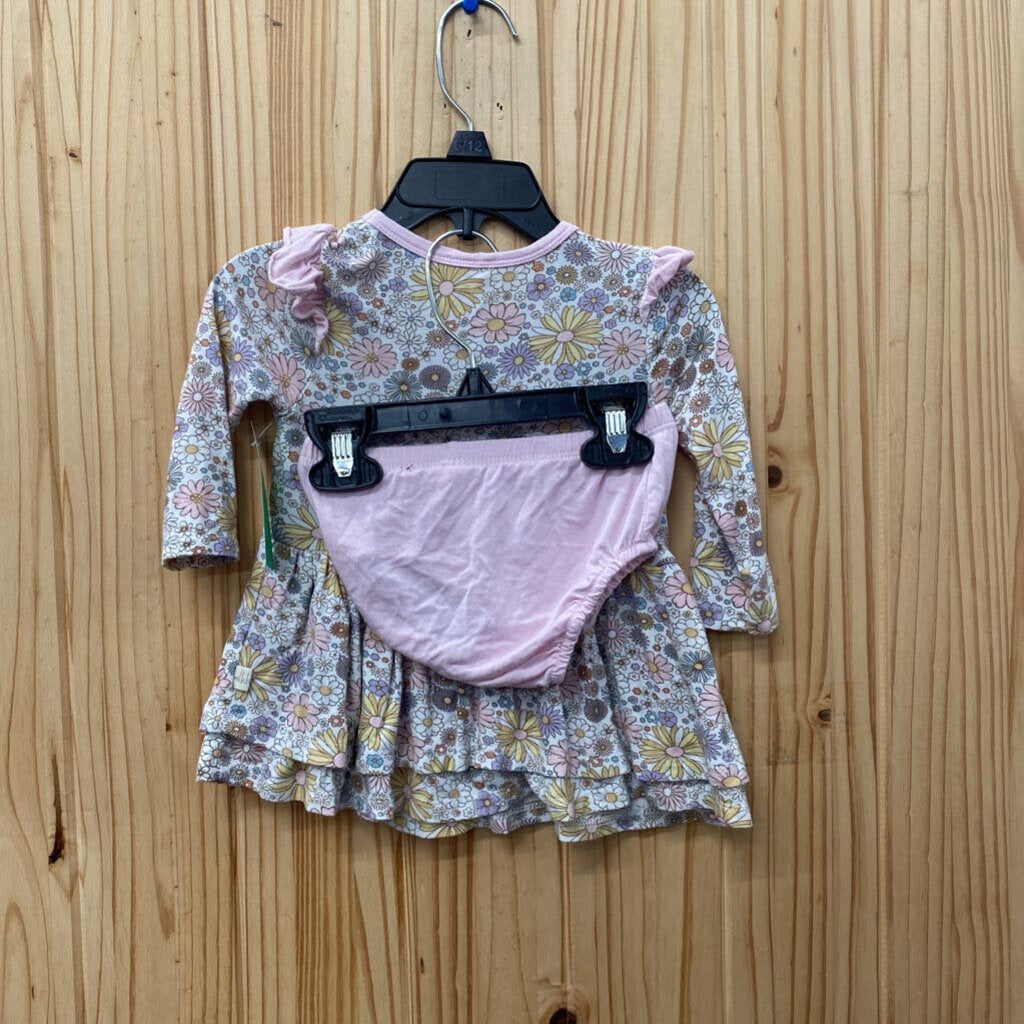 GIRLS MILKBERRY FLORAL DRESS W/BLOOMERS 3/6M