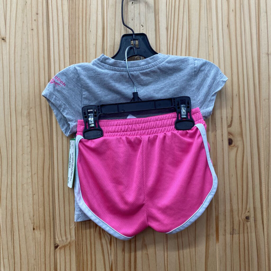 GIRLS REEBOK 2PC SET GREY/DK PINK 12M
